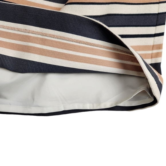 Ann Taylor LOFT Cream Tan Charcoal Black Striped Neutral Skirt Women's Size 2 - Picture 6 of 8